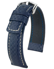 Kožený řemínek Hirsch Carbon L 02592080-2, modrý, teletina, délka L, Quick Release