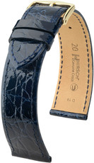 Kožený řemínek Hirsch Genuine Croco M 18900880-1, modrý, krokodýlí kůže, délka M, Quick Release