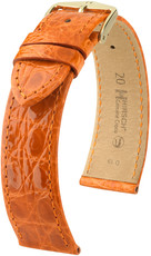 Kožený řemínek Hirsch Genuine Croco M 18900876-1, oranžový, krokodýlí kůže, délka M, Quick Release