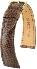 Kožený řemínek Hirsch London L 04366010-1, hnědý, ještěrčí kůže, délka L, Quick Release
