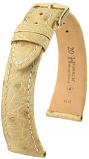 Kožený řemínek Hirsch Massai Ostrich L 04262090-1, béžový, pštrosí kůže, délka L, Quick Release