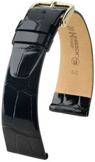 Kožený řemínek Hirsch Prestige L 02207050-1, černý, aligátoří kůže, délka L, Quick Release