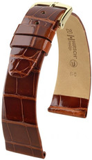 Kožený řemínek Hirsch Prestige L 02207070-1, hnědý, aligátoří kůže, délka L, Quick Release