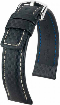 Kožený řemínek Hirsch Carbon L 02592050-2, černý, teletina, délka L, Quick Release