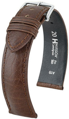 Kožený řemínek Hirsch Camelgrain L 01009015-2, hnědý, teletina, délka L, Quick Release