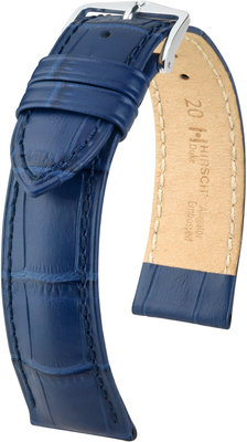 Kožený řemínek Hirsch Duke L 01028080-2, modrý, teletina, délka L, Quick Release
