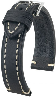 Kožený řemínek Hirsch Liberty XL 10920250-2, černý, teletina, délka XL, Quick Release