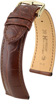 Kožený řemínek Hirsch Genuine Alligator L10220719-1, hnědý, aligátoří kůže, délka L, Quick Release