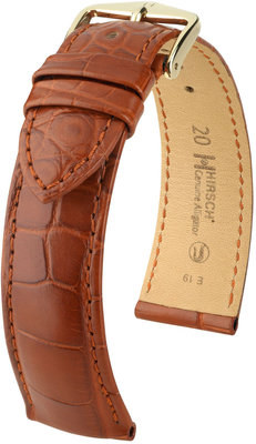 Kožený řemínek Hirsch Genuine Alligator L 10220779-1, oranžový, aligátoří kůže, délka L, Quick Release
