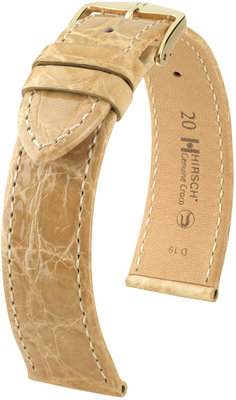 Kožený řemínek Hirsch Genuine Croco L 18920890-1, béžový, krokodýlí kůže, délka L, Quick Release