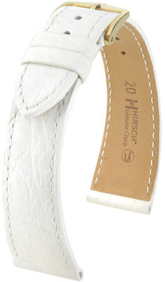Kožený řemínek Hirsch Genuine Croco L 18920800, bílý, krokodýlí kůže, délka L, Quick Release