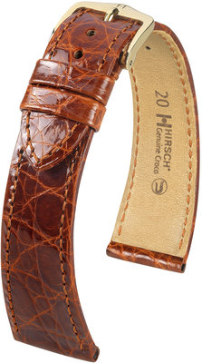 Kožený řemínek Hirsch Genuine L Croco 18920870-1, hnědý, krokodýlí kůže, délka L, Quick Release