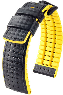 Kožený řemínek Hirsch Ayrton L 0917292050-5, černý, teletina/přírodní kaučuk, délka L, Quick Release