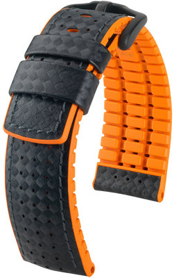 Kožený řemínek Hirsch Ayrton L 0917692050-5, černý, teletina/přírodní kaučuk, délka L, Quick Release