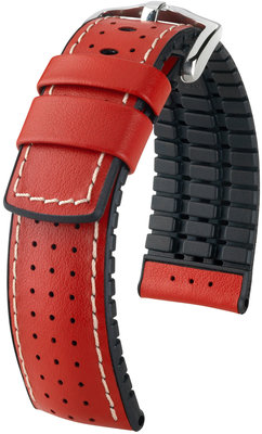 Kožený řemínek Hirsch Tiger L 0915075020-2, červený, teletina/přírodní kaučuk, délka L, Quick Release