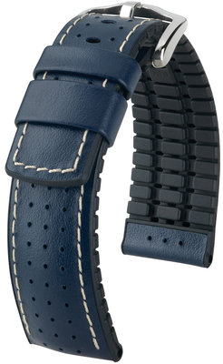 Kožený řemínek Hirsch Tiger L 0915075080-2, modrý, teletina/přírodní kaučuk, délka L, Quick Release