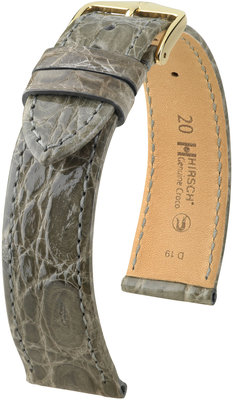Kožený řemínek Hirsch Genuine Croco L 18920830-1, šedý, krokodýlí kůže, délka L, Quick Release