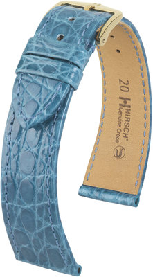 Kožený řemínek Hirsch Genuine Croco L 18920883-1, modrý, krokodýlí kůže, délka L, Quick Release