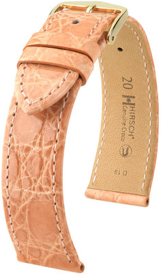 Kožený řemínek Hirsch Genuine Croco M 18900822-1, oranžový, krokodýlí kůže, délka M, Quick Release