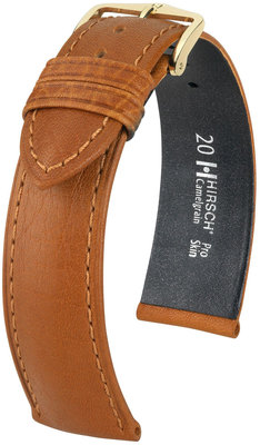 Kožený řemínek Hirsch Camelgrain M 10200910OE-1, hnědý, teletina, délka M, Quick Release
