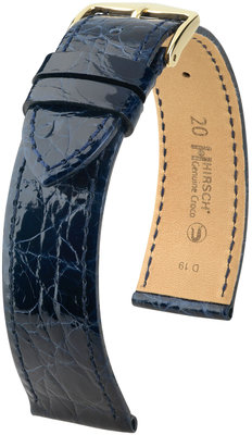 Kožený řemínek Hirsch Genuine Croco L 18920880-1, modrý, krokodýlí kůže, délka L, Quick Release