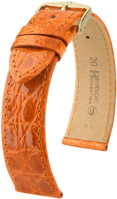 Kožený řemínek Hirsch Genuine Croco L 18920876, oranžový, krokodýlí kůže, délka L, Quick Release