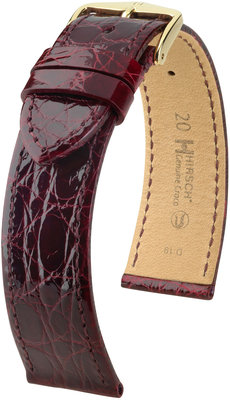 Kožený řemínek Hirsch Genuine Croco L 18920860-1, červený, krokodýlí kůže, délka L, Quick Release
