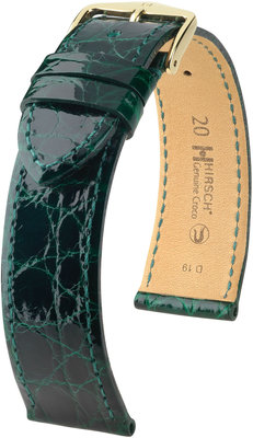 Kožený řemínek Hirsch Genuine Croco L 18920840-1, zelený, krokodýlí kůže, délka L, Quick Release