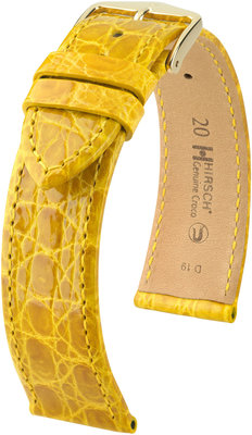 Kožený řemínek Hirsch Genuine Croco L 18920872-1, žlutý, krokodýlí kůže, délka L, Quick Release