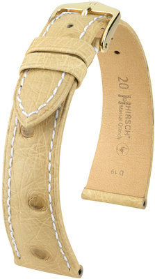 Kožený řemínek Hirsch Massai Ostrich L 04262091-1, béžový, pštrosí kůže, délka L, Quick Release
