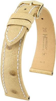 Kožený řemínek Hirsch Massai Ostrich L 04362091-1, béžový, pštrosí kůže, délka L, Quick Release