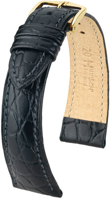 Kožený řemínek Hirsch Aristocrat M 03828150-1, černý, teletina, délka M, Quick Release