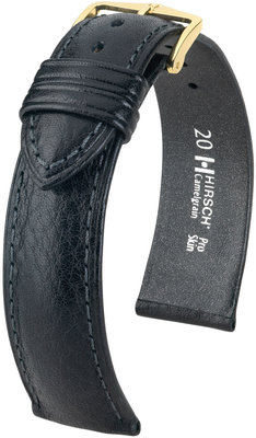 Kožený řemínek Hirsch Camelgrain M 01009150-1, černý, teletina, délka M, Quick Release
