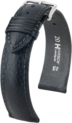 Kožený řemínek Hirsch Camelgrain XL 01009250-2, černý, teletina, délka XL, Quick Release