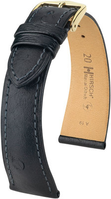 Kožený řemínek Hirsch Massai Ostrich L 04362050-1, černý, pštrosí kůže, délka L, Quick Release