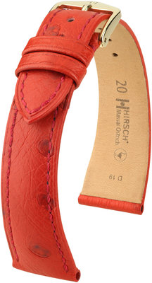 Kožený řemínek Hirsch Massai Ostrich L 04362020-1, červený, pštrosí kůže, délka L, Quick Release