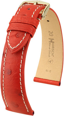 Kožený řemínek Hirsch Massai Ostrich L 04362021-1, červený, pštrosí kůže, délka L, Quick Release