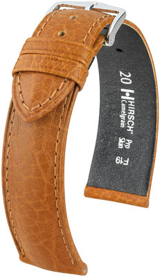 Kožený řemínek Hirsch Camelgrain XL 01009210-2, hnědý, teletina, délka XL, Quick Release