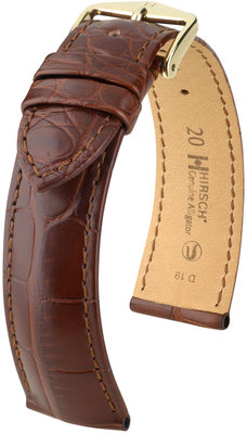 Kožený řemínek Hirsch Genuine Alligator M 10200719-1, hnědý, aligátoří kůže, délka M, Quick Release