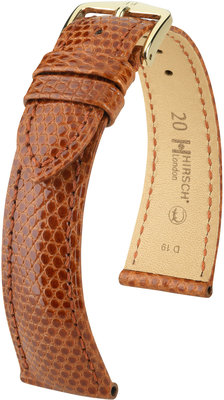 Kožený řemínek Hirsch London L 04366070-1, hnědý, ještěrčí kůže, délka L, Quick Release