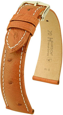Kožený řemínek Hirsch Massai Ostrich L 04362071-1, hnědý, pštrosí kůže, délka L, Quick Release