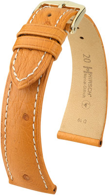 Kožený řemínek Hirsch Massai Ostrich L 04362074-1, hnědý, pštrosí kůže, délka L, Quick Release