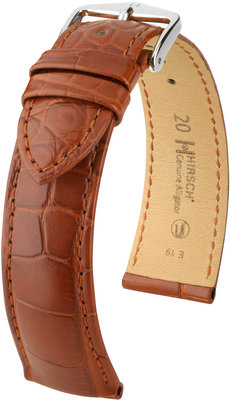 Kožený řemínek Hirsch Genuine Alligator L 10220779-2, hnědý, aligátoří kůže, délka L, Quick Release