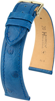 Kožený řemínek Hirsch Massai Ostrich L 04362085-1, modrý, pštrosí kůže, délka L, Quick Release