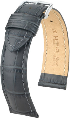 Kožený řemínek Hirsch Duke L 01028030-2, šedý, teletina, délka L, Quick Release