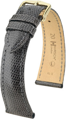 Kožený řemínek Hirsch London L 04366030-1, šedý, ještěrčí kůže, délka L, Quick Release