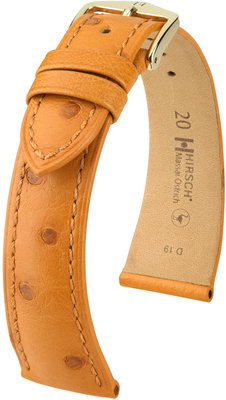 Kožený řemínek Hirsch Massai Ostrich L 04362075-1, hnědý, pštrosí kůže, délka L, Quick Release