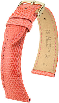 Kožený řemínek Hirsch London L 04366022-1, oranžový, ještěrčí kůže, délka L, Quick Release