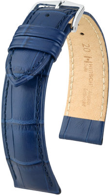 Kožený řemínek Hirsch Duke M 01028180-2, modrý, teletina, délka M, Quick Release