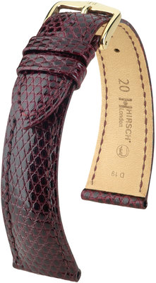 Kožený řemínek Hirsch London L 04366060-1, červený, ještěrčí kůže, délka L, Quick Release